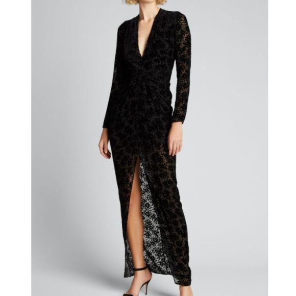 Veronica Beard Dresses & Skirts - NWT Veronica Beard Velvet V Neck Plunging Lace Floral Print Slit Maxi Dress Gown
